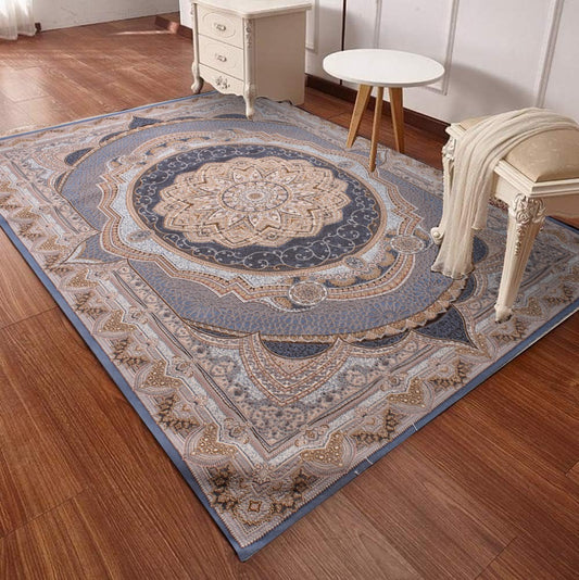 Authentic Persian Style Area Rug – Classic Blue & Beige Medallion Design Size 5 X 8 Feet