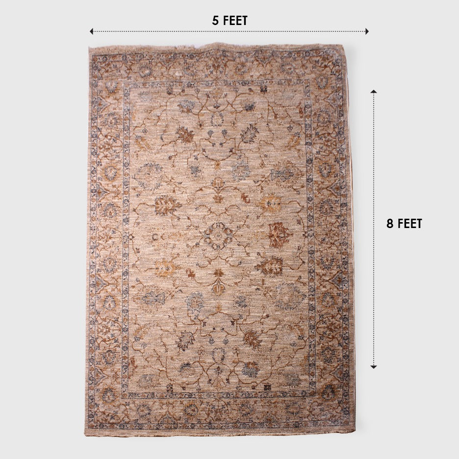 Turkish Vintage Floral Oriental Rug – 5x8 Feet