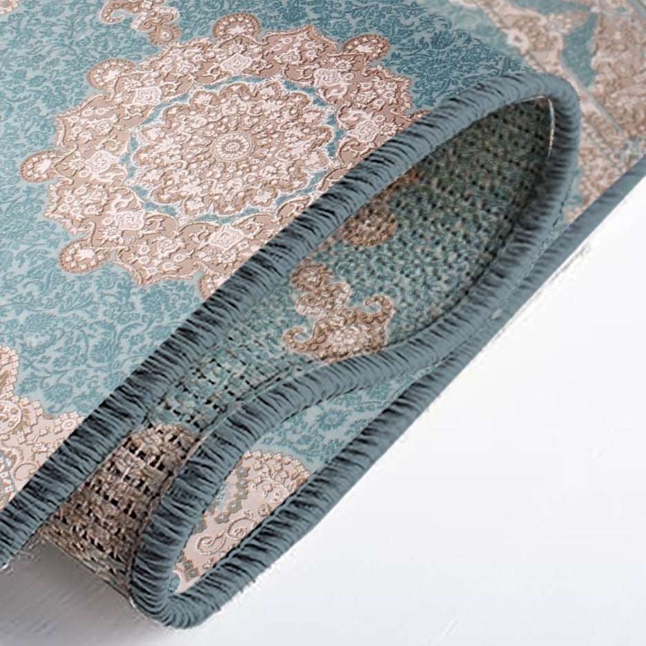 Classic Elegant floral Blue and beige Persian Rug Size 5 x 8 Feet