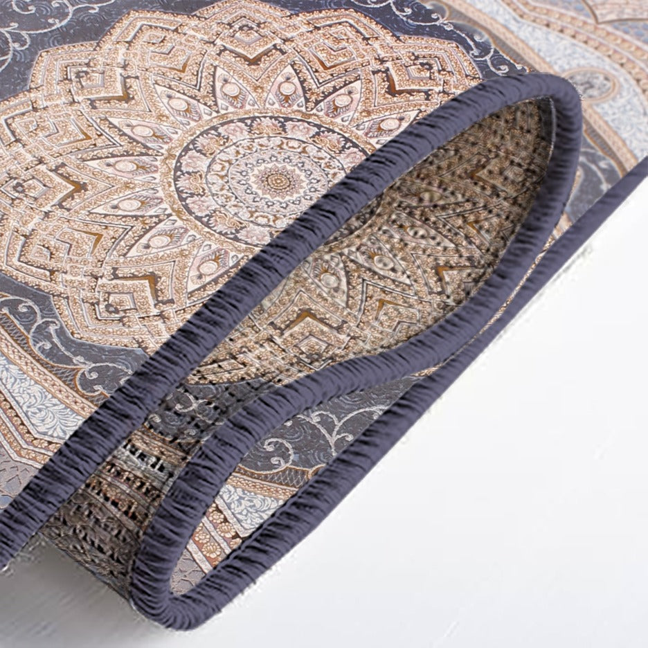 Authentic Persian Style Area Rug – Classic Blue & Beige Medallion Design Size 5 X 8 Feet